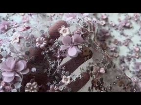 Dentelle rose brodée 3D - Savinder