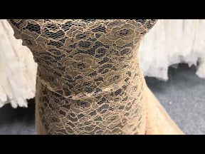 Dentelle stretch beige à côtes - P619