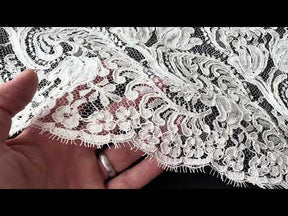 Dentelle de Chantilly ivoire brodée - Beckina