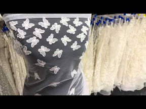 Dentelle Blanche Brodé Papillon – EU5001