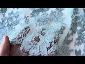 Dentelle Chantilly Bleu Canard - P305 (90cm)