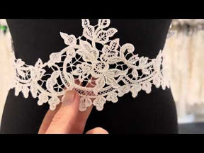 Bordure en dentelle ivoire guipure perlée - Martina
