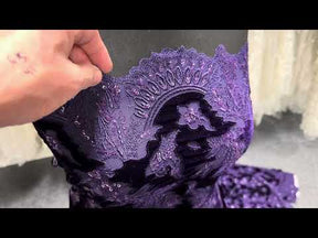 Dentelle en velours 3D violette - EB3023