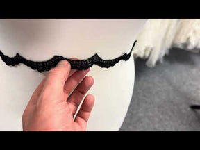 Bordure en dentelle brodée noire - T232