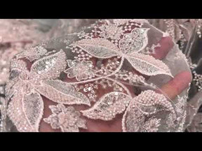 Dentelle perlée ivoire/rose pâle - EB1101