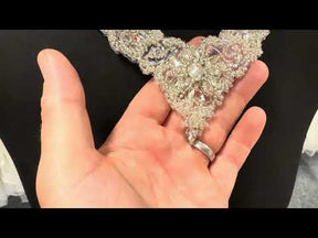 Appliqué perlé ivoire/argent - T566