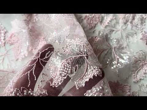 Dentelle brodée de sequins roses - EB1102