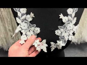 Appliques en dentelle perlée ivoire - MT4004