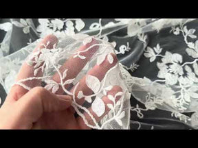 Dentelle florale à paillettes ivoire - EB3019