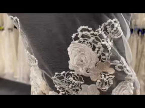 Dentelle brodée champagne et ivoire - Zelda