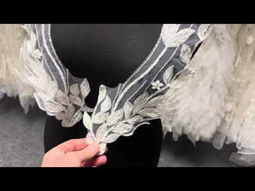 Appliques en dentelle perlée ivoire - MT4010