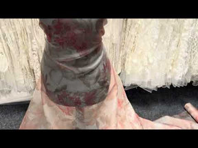 Organza de soie imprimé rose - PR2006