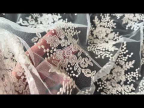 Dentelle brodée de sequins ivoire - EB3034