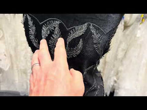 Velours noir brodé - EB6004