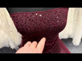 Tulle à sequins brodé couleur vin – EB3001