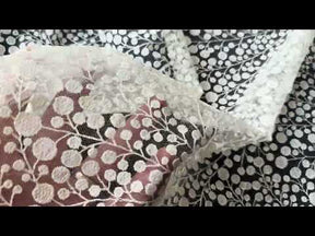 Dentelle brodée contemporaine ivoire - EB5040