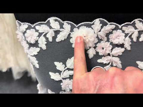 Ivory and Pink Embroidered Lace - P409