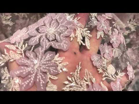 Dentelle brodée Rose poudré - EB3053