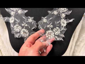 Argent avec Appliques en Dentelle Perlée Vin - T243