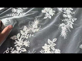 Ivory Beaded and Corded Lace - Habina