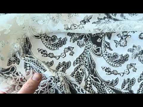 Dentelle brodée ornée de tissu ivoire - EB3039