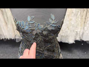Dentelle bleue avec liseré doré - Kylar