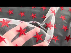 Tulle Étoile Rouge - Paillettes