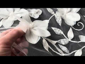 Dentelle florale 3D ivoire - Portobella