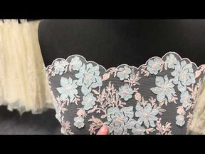 Dentelle brodée rose et bleue - EB3053