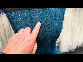 Tulle à sequins brodé turquoise – EB3001