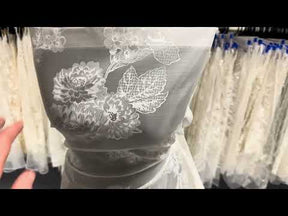 Organza de soie imprimé ivoire - PR2005