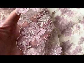 Dentelle brodée Rose poudré - EB3053