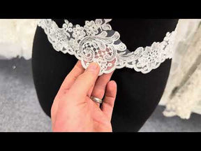 Galon de dentelle brodé ivoire - T746