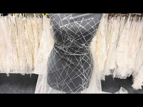 Tulle brodé de sequins ivoire - EB3022