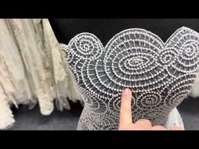 Tulle brodé de perles ivoire - EB1060