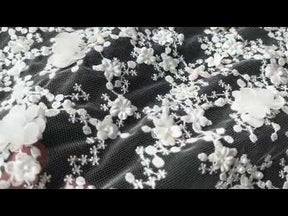 Dentelle brodée ivoire 3D - Savinder