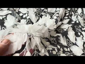 Tulle ivoire brodé de perles en 3D - EB1107