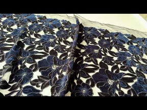 Broderie en dentelle de velours noir et marine - EB5025