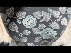 Dentelle brodée argent et bleu - EB5042