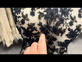Dentelle brodée bleu marine et noire - EB3053