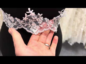 Garniture en dentelle perlée blanche - T10