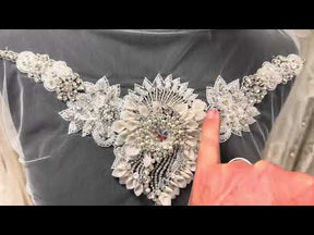 Crystal Beaded Embroidery Applique - T487
