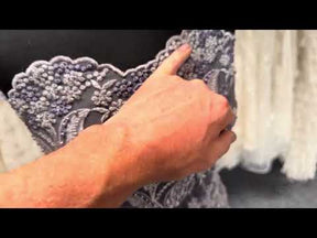 Tulle brodé gris/indigo - EB1013