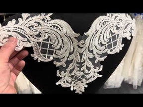 Applique en dentelle cordée ivoire grand format - T799