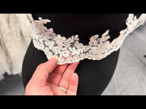 Ivory Corded and Beaded Lace Trim - T787