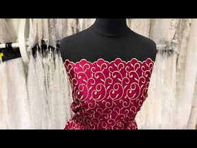 Satin Duchesse Brodé Or Foncé/Vin Clair - P476