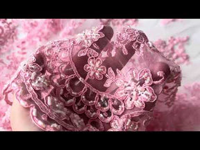 Dentelle rose poudré - Alexandra.