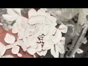 Dentelle brodée avec cordonnet ivoire italien - Elfin