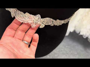 Garniture de perles et paillettes cristal/argent/ivoire - T238