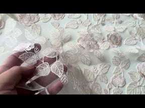 Dentelle brodée rose coquillage - EB5042